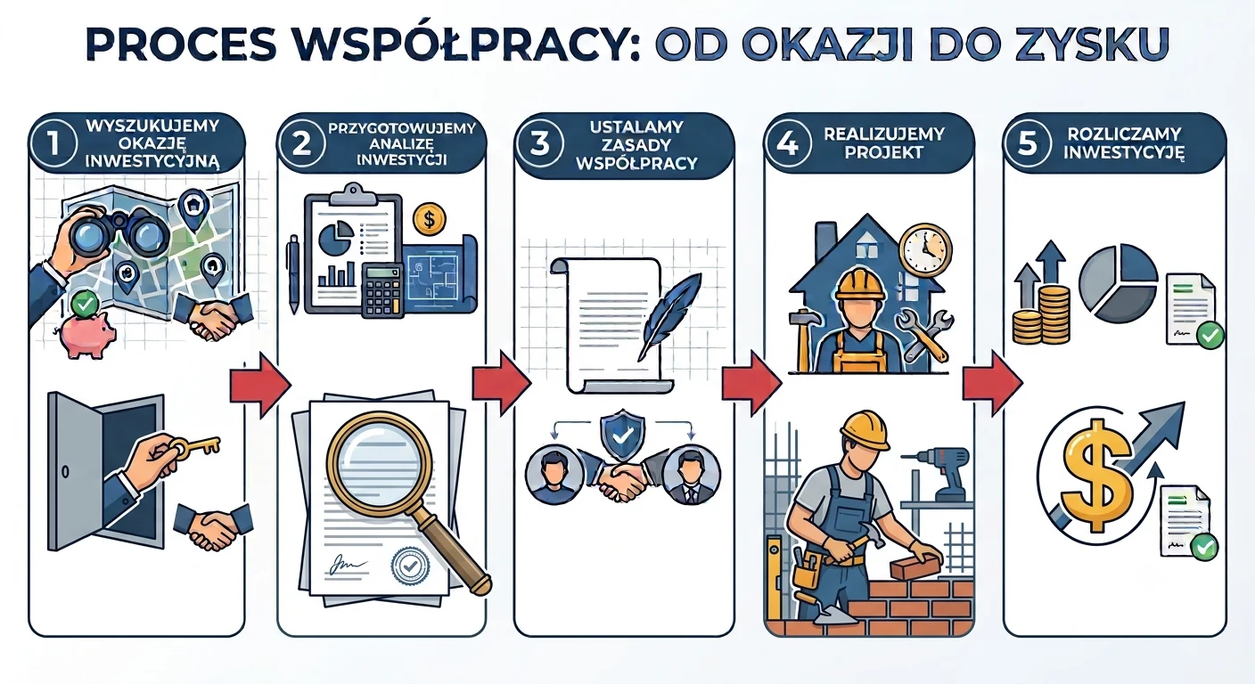 Proces współpracy od wyszukania okazji inwestycyjnej do rozliczenia inwestycji