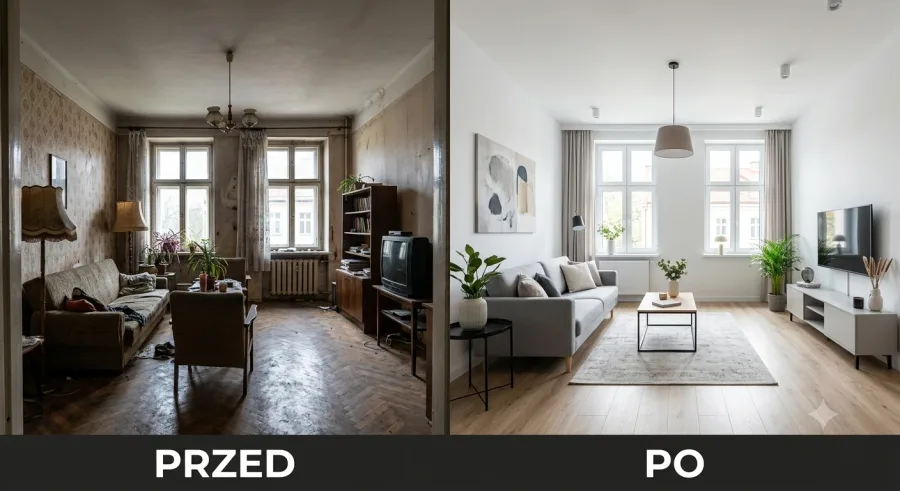 Porównanie mieszkania przed remontem i po remoncie
